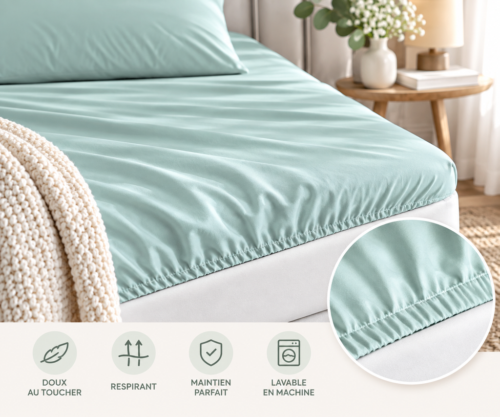 Drap Housse PC (Vert, 200x200 (matelas haut))